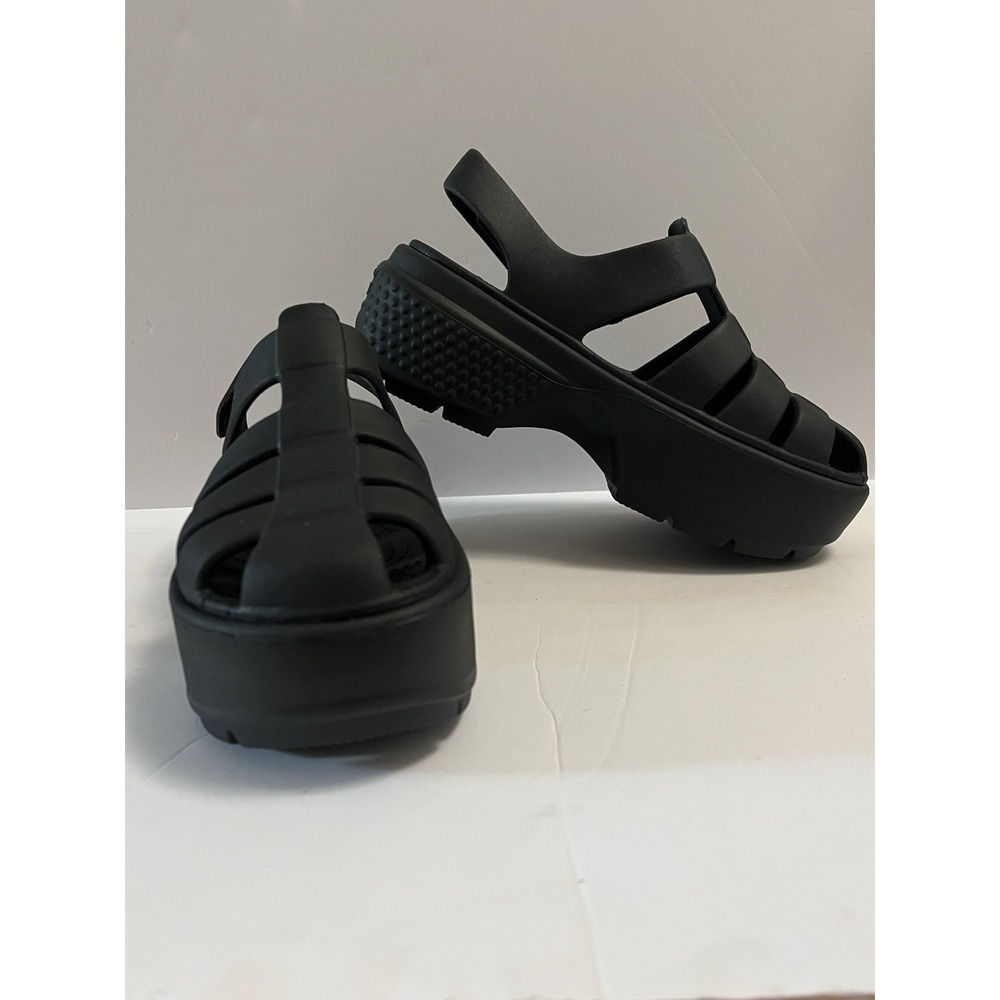 Crocs Women's US 7 Stomp Fisherman Shoes Platform Sandals Black Jelly Men's 5 US